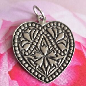 Heart charm pendant silver tone love jewelry valentine